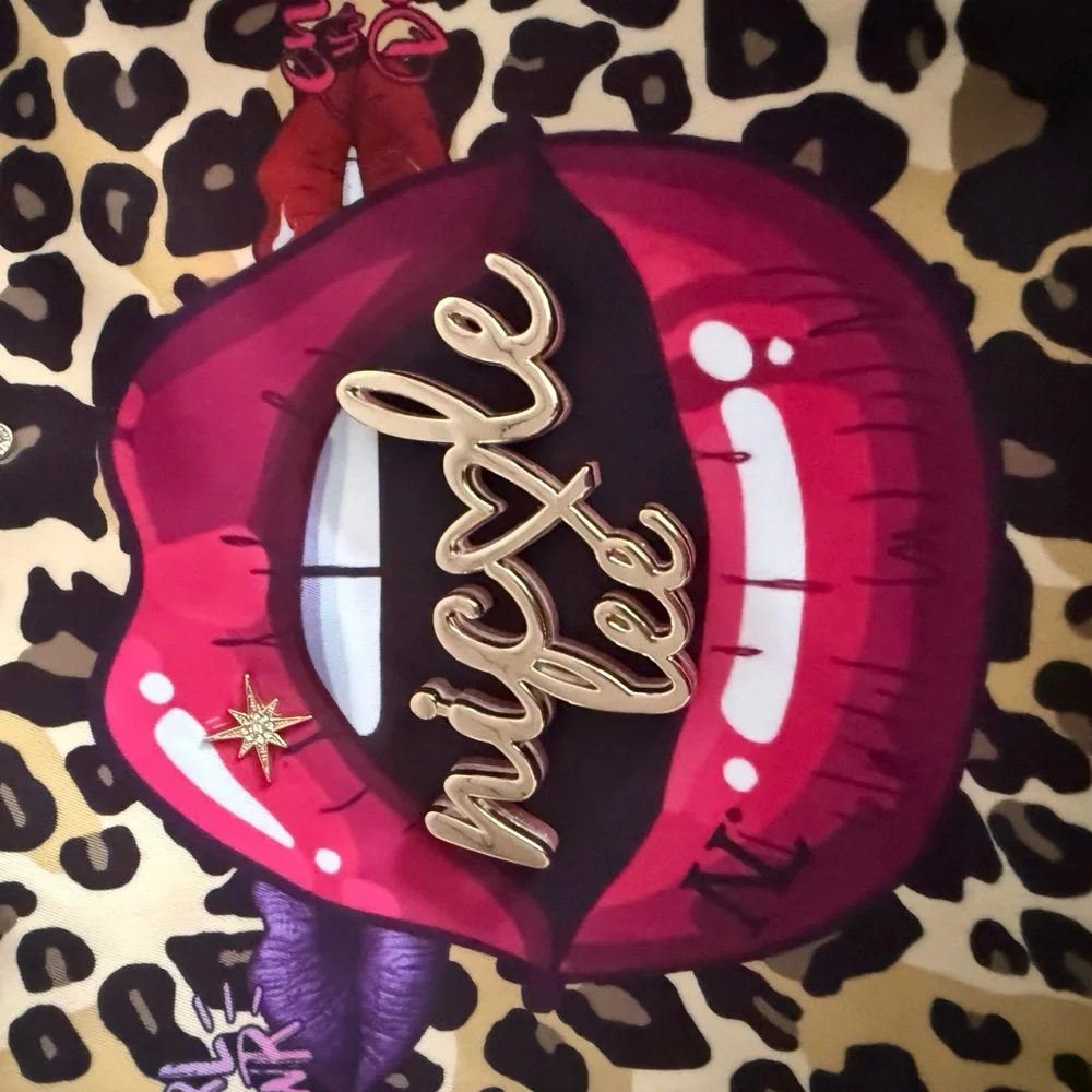 Nicole Lee Multicolor Lips and Leopard Hobo Bag
